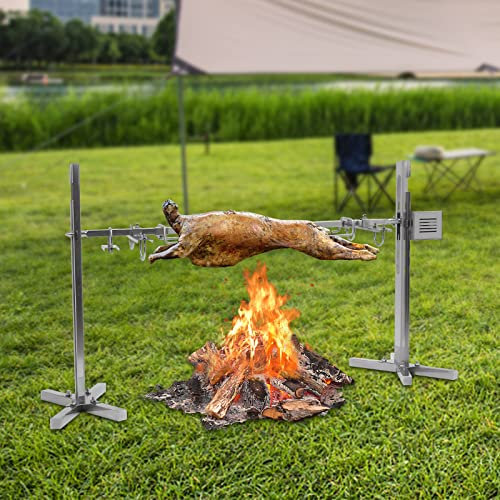 Elektrischer Barbecue-Grill Rotisserie Grill mit Motor 220V für Hähnchen & Spanferkel, Höhenverstellbarer Grill mit Motor, Spieß Grill mit Edelstahl-Standbeinen BBQ (+2 Stände)