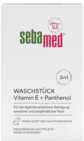 Sebamed seifenfreies Waschstück 150 g, für die tägliche seifenfreie Reinigung sensitiver und anspruchsvoller Haut, zur Hand-, Gesichts- und Körperreinigung geeignet, Made in Germany
