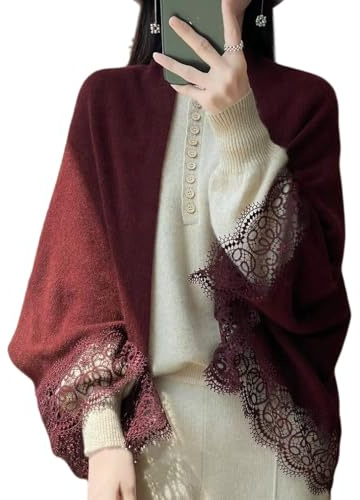 LIUYUYOUGO Scialle Donna,Scialli E Stole In Pashmina Di Lana Per Donna Cardigan Con Poncho Lavorato A Maglia Maglione Elegante Sciarpa In Morbido Cashmere Con Maniche Maglione Da Donna Cappotto Con