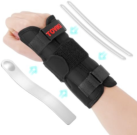 TOVIKI Handgelenk Bandage - Handgelenkstütze mit Metall & ABS-Stützstreifen Rechte Hand,Verstellbare Tag-Nacht Handgelenkbandage für Männer Frauen,Arthritis,Sehnenentzündung,Sportschutz (Rechte Hand)