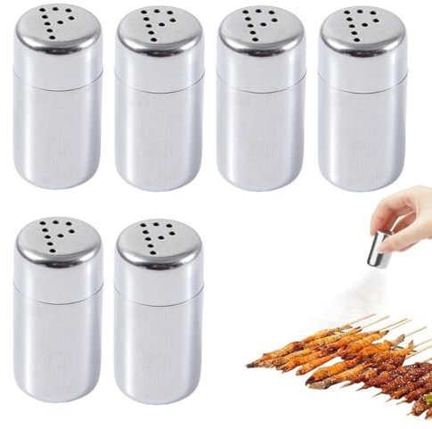 IKOPFLN 6 Pcs Mini Salières/Poivrières, Salieres et Poivrieres en Acier Inoxydable, Bouteille D'assaisonnement, Avec Trous Pour Boîte À Bento, Voiture, Bureau, Camping