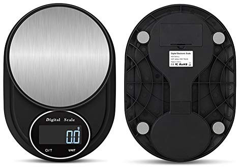 Bilancia da cucina per alimenti da 5 kg Bilancia elettronica LCD digitale nera 0,1 g/1 g Bilancia da cucina per uso domestico Bilancia per alimenti elettronica Misurazione accurata (Colore : 5KG 0.1g
