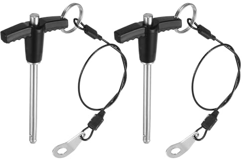 QUARKZMAN 2 Stück T-Griff Verriegelungsstifte, 5mm x 50mm Schnellverschlussstifte Verwendungslänge Edelstahl Druckknopf-Schnellspannstift Kugelsperrbolzen