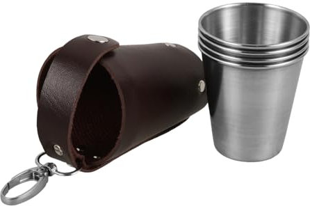 HOLIDYOYO Schnapsbecher Edelstahl 70 Ml Tragbarer Spirituosenbecher Mit Becherhülle 5 Stück Bruchsicher Für Whisky Wodka Und Reisen