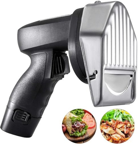 Affettatrice Elettrica, Taglia Girarrosto a Batteria da 80 W, Coltello da Girarrosto a Spessore Regolabile da 0 a 8 Mm con 2 Lame, Adatto a Casa, Cucina, Ristorante