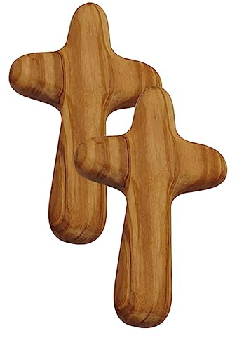 2pcs Holding Cross Of The Lid Ornament Cross Pendant Locket Grates Decoration Crucifix Vintage Beads Shape Adorn Wood Adorn for Crafts Decor Handheld