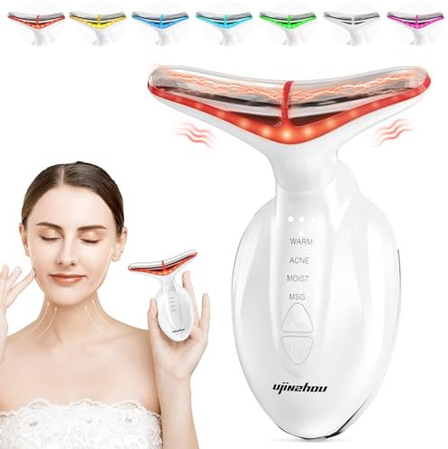 Face Massager Facial Lifting Device: Electric Neck Massage Lift Machine 7 LED Colors 4 Modes - Skin Toning Beauty Devices 45°C EMS Microcurrent - Anti-Wrinkle Face Sculpting Therapy Gua Sha Tool Women