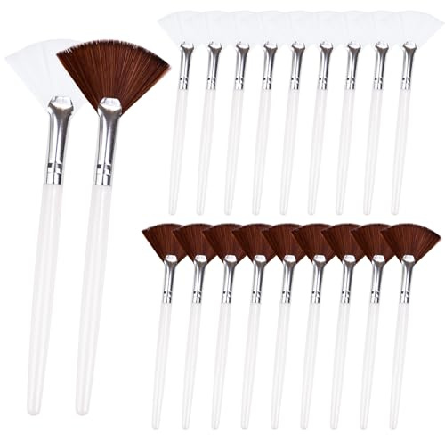 20 pinceles aplicadores faciales suaves para máscara de maquillaje, cepillo aplicador de ácido, cepillo cosmético para crema de barro, exfoliante de maquillaje (blanco y marrón)