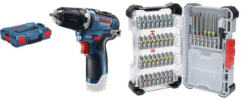 Bosch Professional 12V System Akku Bohrschrauber GSR 12V-35 (inkl. L-BOXX, ohne Akku/Ladegerät) + 40-tlg. Extrahartes Schrauberbit-Set, Amazon Exklusiv (197 x 110,5 mm)