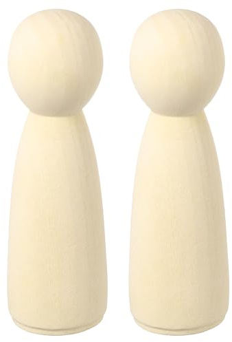 sourcing map 2 Pack Wood Peg, 5 Inch Girl-Shape Wooden Peg People, Unfinished Wooden Peg People Bodies Figures for DIY Art Craft Painting