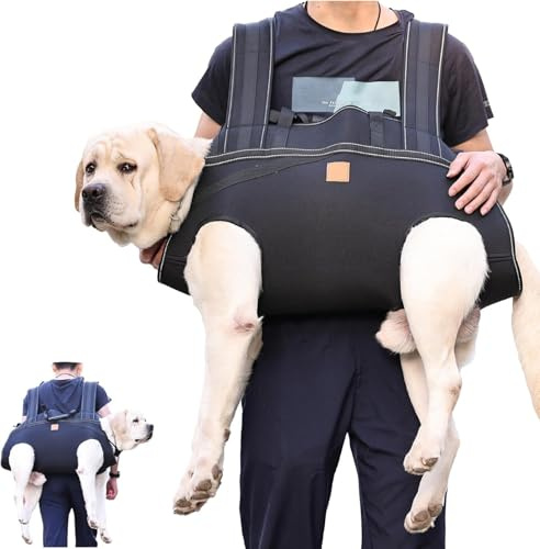 Hunderucksack für große Hunde, Tragehilfe Hund mit Griff, Ergonomisches Tragegeschirr Hund für Treppen, Auto, Gelenkverletzungen, Arthritis, Hundetragetasche für Rehabilitation & Outdoor (XL)