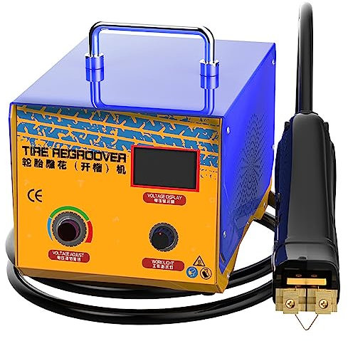 Machine à rainurer pour pneus 1000 W – Regroover professionnel en caoutchouc avec 20 lames en forme de U/V, outil de rainurage de pneu efficace pour l'entretien et la réparation des pneus