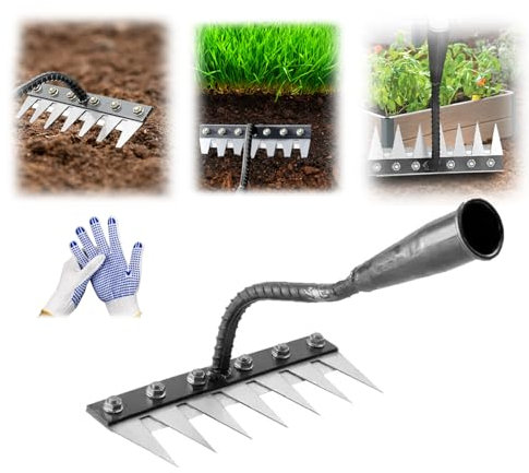 Râteau de jardin en fer très résistant, outil de désherbage pour le jardinage, outil de nivellement de pelouse durable, design renforcé 2.0 pour l'aménagement paysager, la cour, l'utilisation en