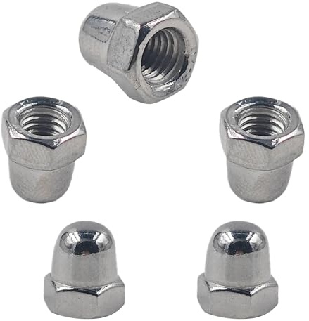 PDETVEO 50PCS M6 304 Stainless Steel Acorn Cap Nuts, Dome Head Hex Nuts for Indoor and Outdoor Projects