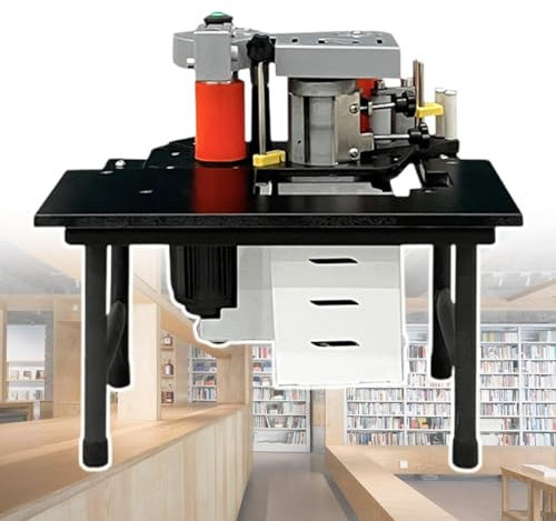 Encoladora de cantos portátil para carpintería, encoladora de cantos curva y recta, velocidad de encolado de 2-6 m/min, control de temperatura ajustable de 150-180 °C, kits para proyectos,Black