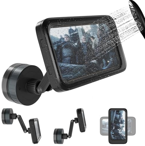 EFEALL Shower Phone Holder Waterproof, 480° Rotating Twist-Lock Suction Phone Holder for Shower, Anti-Fog & Sensitive Touch Screen Case, Fits Smartphone with Case up to 6.9