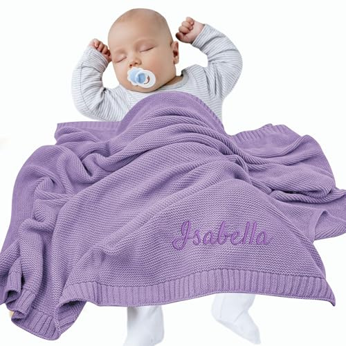 FPFNFSVI Personalisierte bestickte Babydecke, Baumwolldecke mit Namen