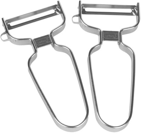 Lurch Sparschäler Universal Edelstahl 2er Set – Edelstahlklinge mit beweglichem Klingenkopf für müheloses Schälen, ideal für Obst & Gemüse