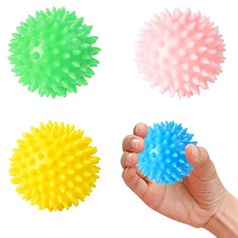 4 Stück Massageball, Antistressball, Anti Stress Ball, Igelball Weich, Kräftigung Von Hand, Finger Training, Lindert Stress, Tolles Geschenk für Familie, Freunde oder Kollegen