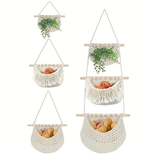 Neuytiky Organizer da Appendere alla Parete 3 Pezzi, Organizer da Bagno in Tessuto, Porta Oggetti da Parete con Tasche Multiuso per Camera da Letto, Ufficio, Soggiorno, Campeggio, Stile Boho