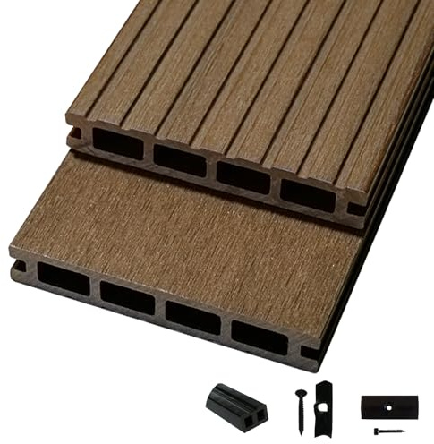 Woodstore24 Terrassendielen WPC Diele Komplettset WoodoRhodos (20 x 120 mm, Länge: 2,4 m) Braun (Braun, 6 m²)