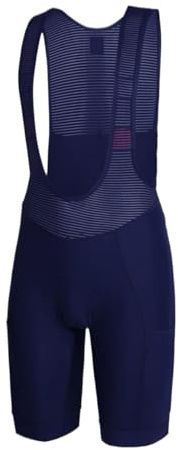 FJIXUO Cykelshorts med hängslen, sidoficka med dyna i 7-8 timmar för cykling, utomhusaktiviteter, Djupblå, XS