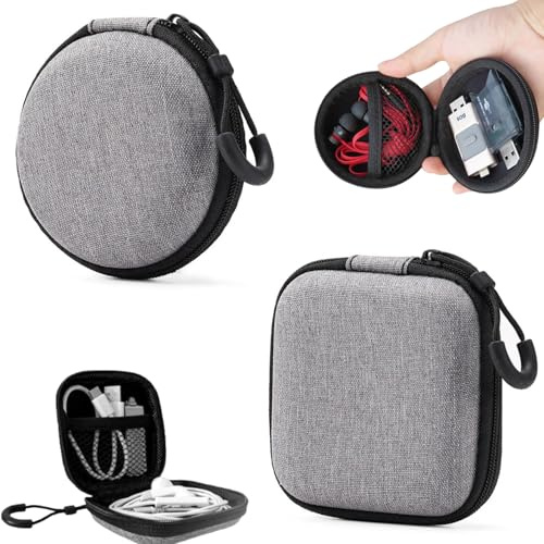 EVA Headphone Storage Bags, 2 Pcs Multi-Functional Portable Cases with Zip Shell Carrying for Wired Headset, Earphones, Cables and Small Accessories