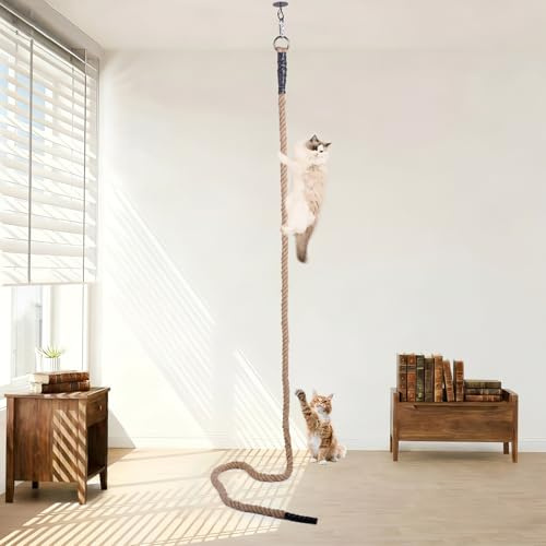 Novelfun Katzenkletterseil Jute Ø30mm Katzenseil mit Befestigungshaken 3 M