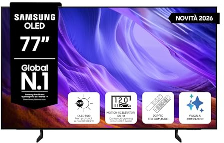 Samsung Smart TV 77 QE77S83HAEXZT OLED 4K, NQ4 AI Gen2 Processor, OLED HDR, Motion Xcelerator 120Hz, Dolby Atmos, FreeSync Premium, Premium Gaming Pack, Vision AI, Contour Design, Alexa, 2026