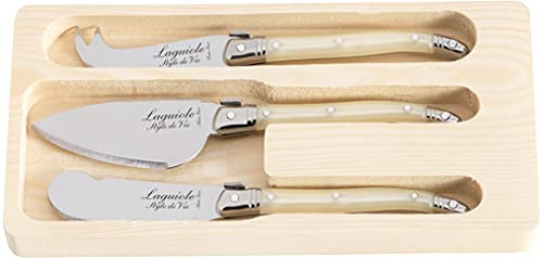 Laguiole Style de Vie Coltello da Formaggio Premium Line, 3 Pezzi, Color Perla