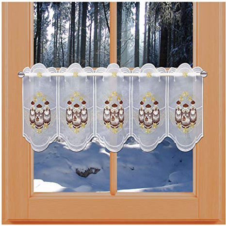 kollektion MT Winter-Scheibengardine Sternensinger - Zauberhafte Weihnachtsgardine Vogtländischer Spitze in 2 Höhen außergewöhnliche Fensterdekoration