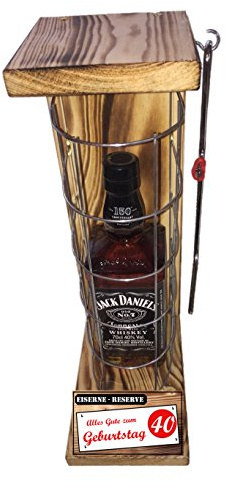 Whiskey J.Daniel Geburtstag Geschenkee 40 Geburtstag Eiserne Reserve Gitter mit Alkohol Text rot: Alles Gute zum 40. Geburtstag Bourbon Whisky (1 x 0.70 l)