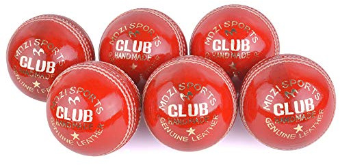 Mozi Sports® Junior Cricket Balls School Youth Age 14+ Leather Hard Balls Weight 4.75oz Pack Of 6 (Red)