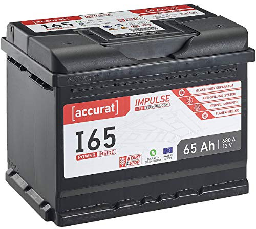 Accurat EFB Autobatterie 12V 65Ah 680A Start-Stop KFZ Batterie statt 60Ah | Ideal für Fahrzeuge mit Start-stop-system, Hohe Zyklenfestigkeit, Auslaufsicher und Wartungsfrei, Flexibel Einsetzbar