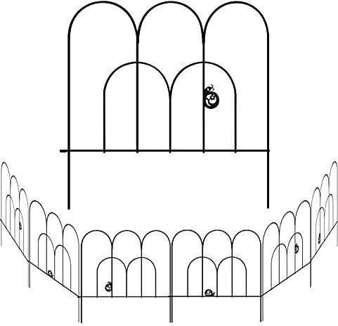 Brave Snail 24in x 12ft Metal Garden Fence 6 Piece Rustproof Fencing Decorative Iron Wire Animal Outdoor Border Dogs Barrier Edging Patio Fences Landscape for Flower Bed