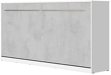 SMARTBett Schrankbett Standard 90x200 120x200 140x200 160x200 Bettschrank Wandbett Weiss/Beton 90 Horizontal