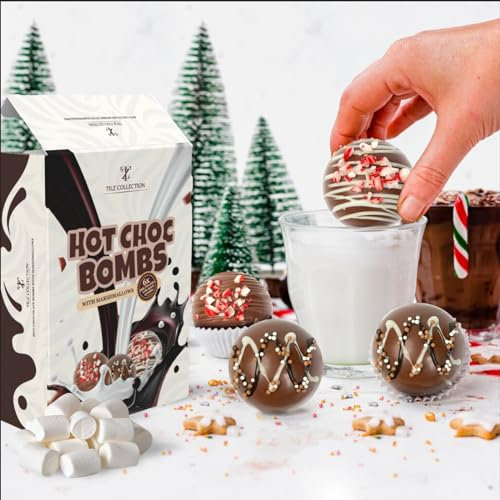Hot Chocolate Bombs -6 Christmas Hot Chocolate Gift Set With Mini Marshmallows |Milk Chocolate Xmas Gifts, Xmas Stocking Fillers For Kids, Women, Men |Christmas Eve Box Fillers For Adults, Boys, Girls