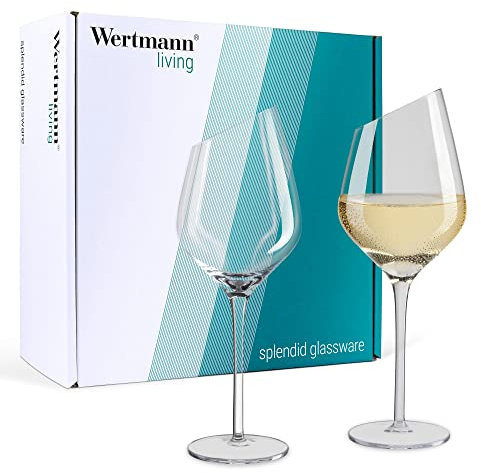 Wertmann Living Juego de 2 copas de vino blanco - forma especial con borde inclinado