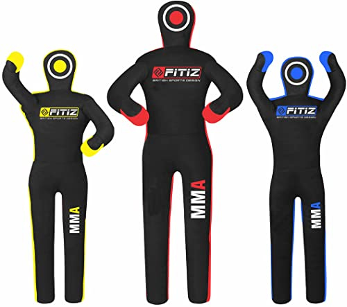 FITIZ Muñeco de boxeo para artes marciales mixtas (sin relleno) brasileño BJJ JIU Jitsu, posición de pie, chupete para lucha, artes marciales, boxeo, karate, entrenamiento (70 pulgadas, negro/rojo)