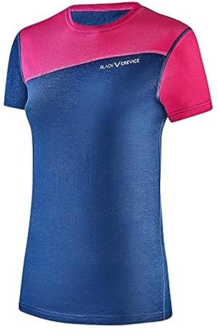 Black Crevice Damen Merino T-Shirt Camiseta, Azul y Rosa, 44 Mujeres