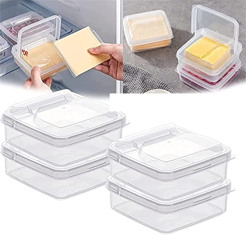 MASINIES Slice Käsebehälter für Kühlschrank, Schinken, Wurst, Aufbewahrungsbox, Gemüse und Obst, Frischhaltebox, tragbar, auslaufsicher, Klar, Käse-Organizer mit Klappdeckel
