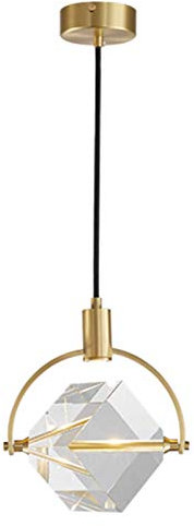 Leichter Luxus Messing Kleiner Kronleuchter,Kreativer Kronleuchter Mit Drei Kristallen,Schlafzimmerlampe,Nachttischlampe,Bar Lampe,Esszimmerlampe.-Kupfer natürlich hängender draht + kristall 20cm