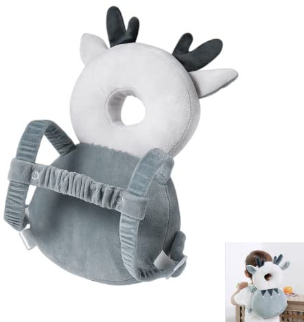 Baby Kleinkinder Kopfschutz Sicherheitspads für Baby-Lauflern, schützender Kopf, sprechender Kopfschutz, Rucksackkissen (weiß & blau)