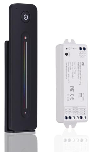 JOYLIT RGBW LED Controller mit Fernbedienung 2.4GHz RF (VP+R14) | DC 12-24V 4 Kanal 4A/CH 192W-384W Controller, Sensitive Touch Slider Fernbedienung für RGB, RGBW, CCT COB SMD LED Streifen