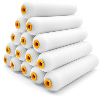 YLTOLOO 15 Pieces Paint Roller Cover, 6 inch Foam Roller Covers, High Density Foam Paint Rollers, Mini Paint Roller Kit for Painting Walls, Ceilings, Cabinets, Cupboards, Doors