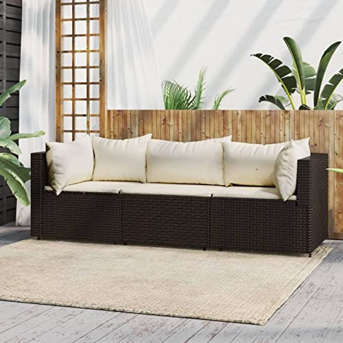 BAZZI Balkonlounge Klein Rattan Lounge Möbel Balkon Ecksofa Klein Braun 59.5 x 65 x 35 cm
