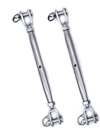 2Pcs 316 Stainless steel turnbuckle rigging screw jaw closed body M5 M6 M8 tension adjuster A4 marine grade (M8)