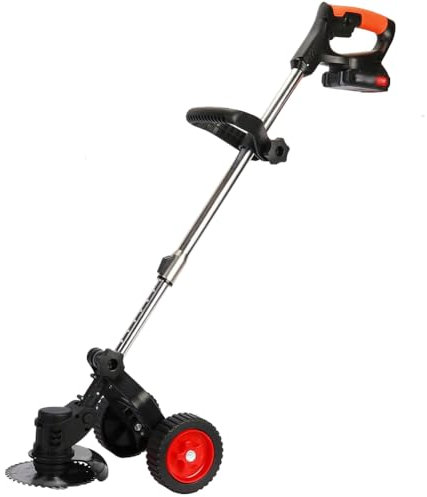 FURLOU Multifunctional Household Handheld Rechargeable Lawn Mower, Cordless Lithium Battery Lawn Mower with Detachable Wheels and LED Power Display, for Shrub, Garden, Grass or Lawn Cultivation