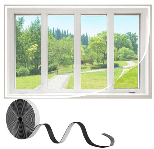 Finestra con zanzariera, 180x200cm Rete Zanzariera, Rete Anti-Insetti con Nastro Adesivo, Anti-Insetti Anti-Mosche Anti-Zanzare per Finestra Balcone Giardino,Bianco