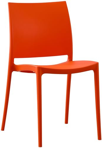 CLP Chaise de Jardin empilable et resistante aux intemperies Meton, Fauteuil avec Dossier, Resistant aux UV, Chaise exterieure en Plastique Couleur:Orange